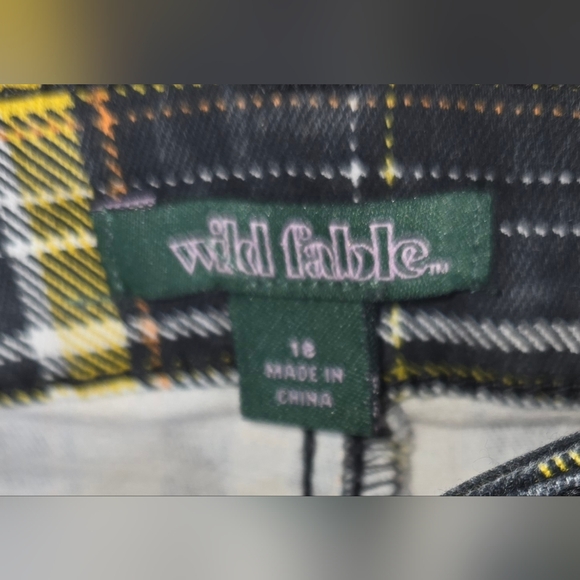 Wild Fable Black Yellow Plaid Cotton Blend Mid Rise 5 Pocket Denim Pants Sz 18 - Picture 2 of 4